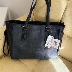 Giani Bernini Genuine Leather Black Tote Bag